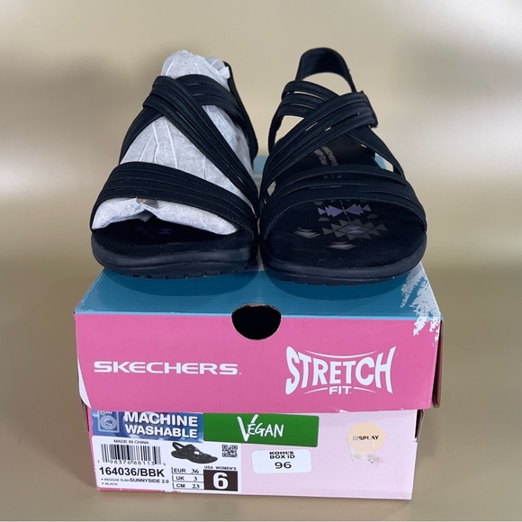 ** NWT Skechers Black Reggae Slim-Sunnyside 2.0 Sandals Sz 6 - Picture 4 of 17